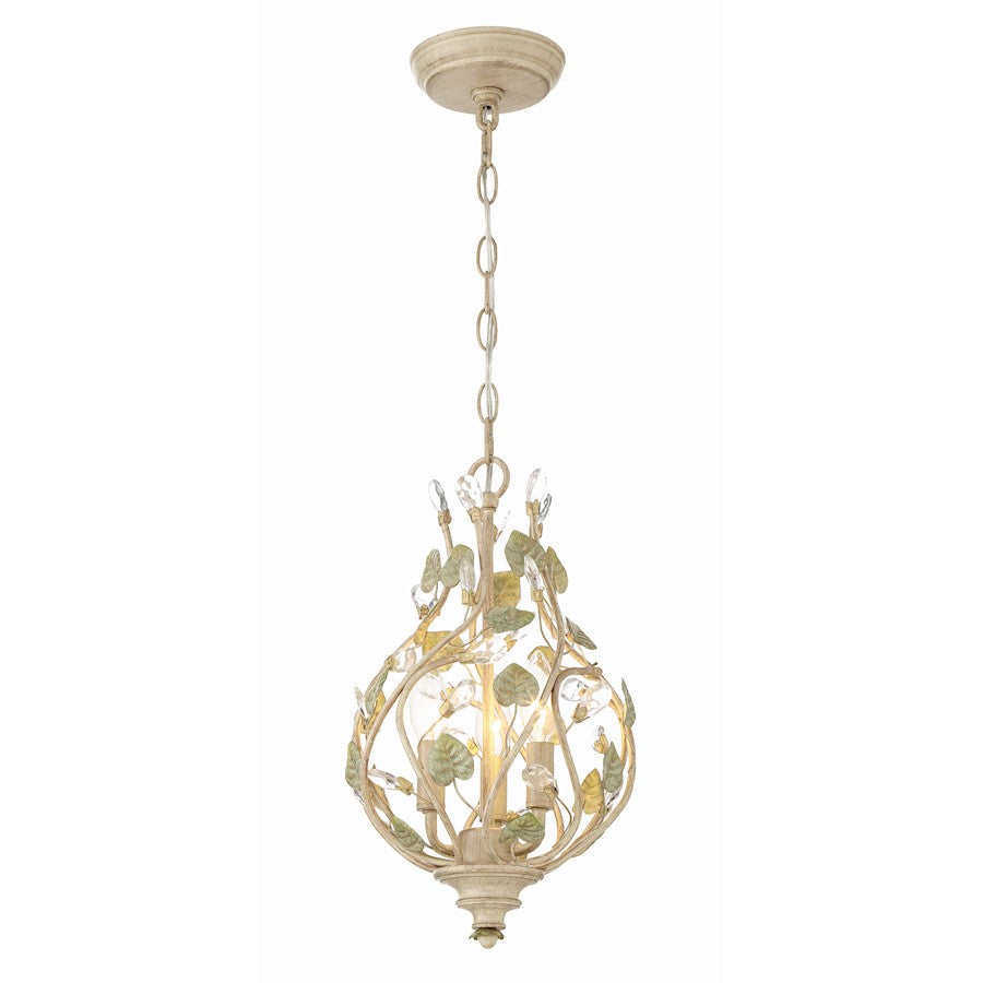 3 Light Mini Chandelier, Champagne Green Tea