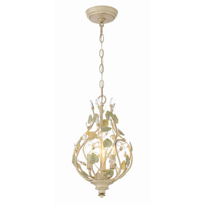 3 Light Mini Chandelier, Champagne Green Tea