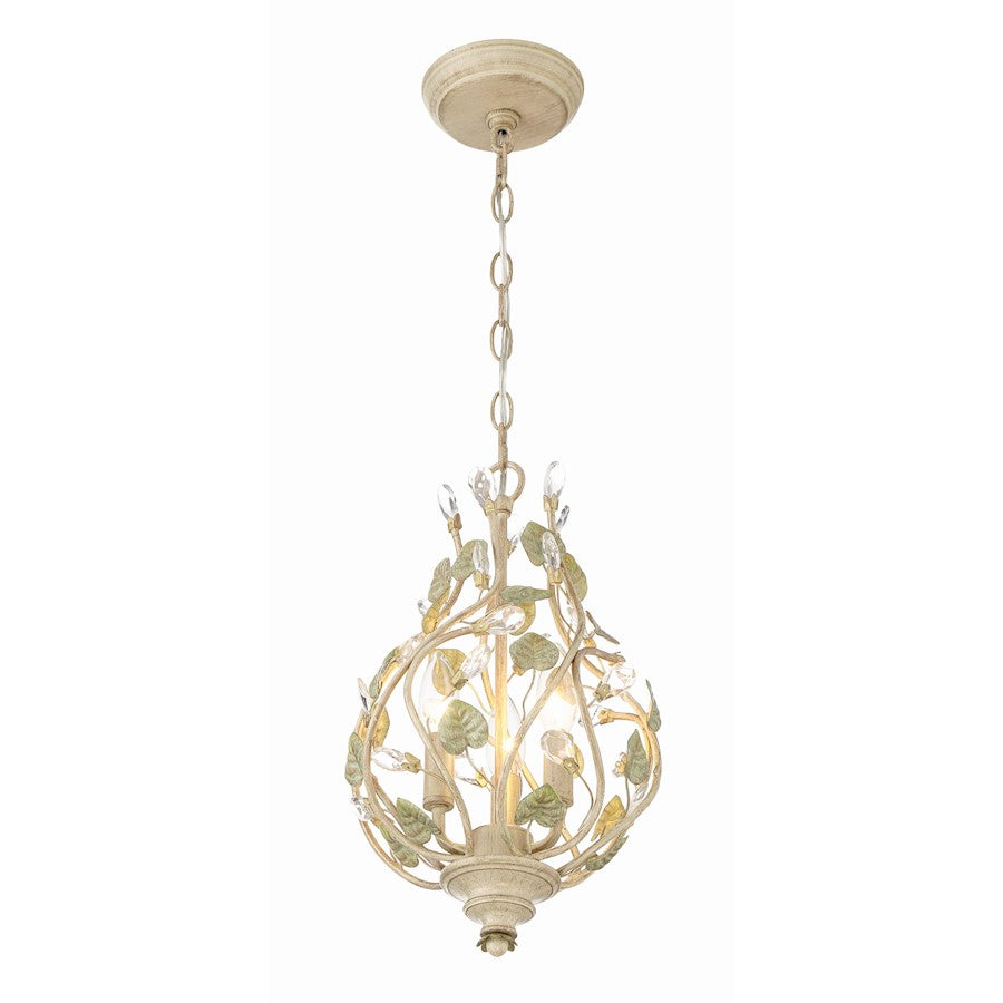 3 Light Mini Chandelier, Champagne Green Tea