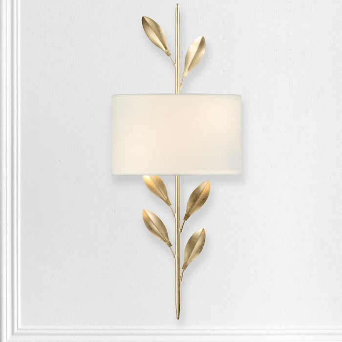 Crystorama Broche 2 Light Wall Mount, Antique Gold/White