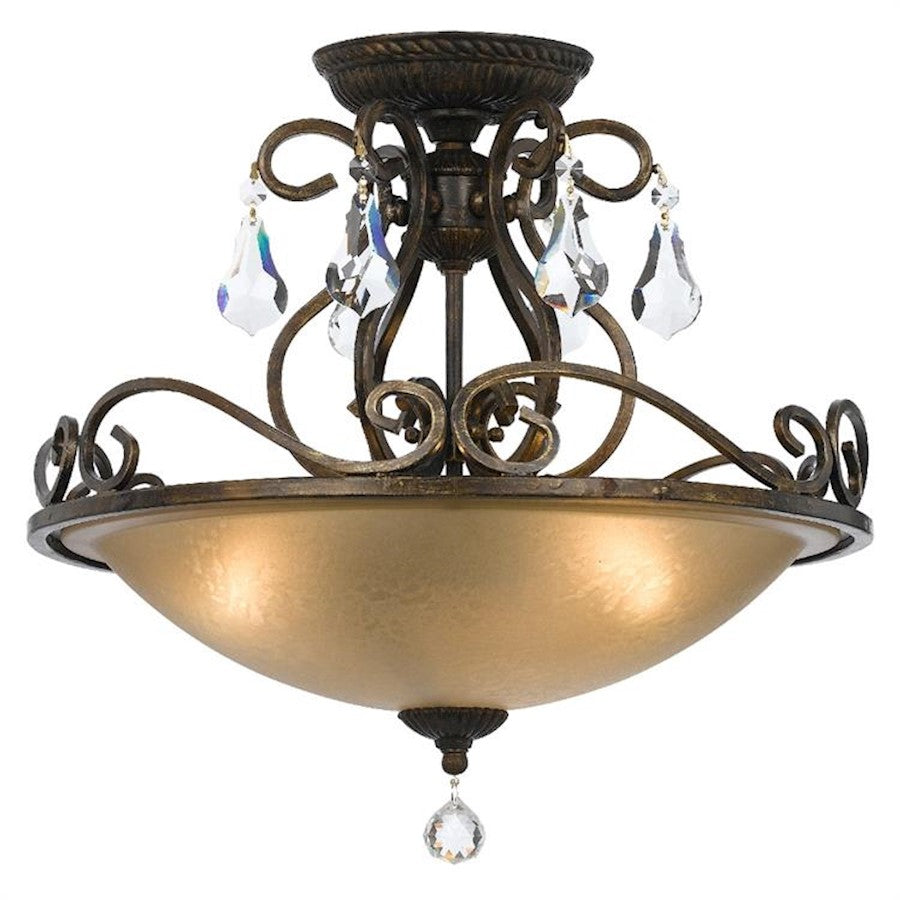 Crystorama Ashton 3 Light Ceiling Mount, Bronze/Swarovski Strass - 5010-EB-CL-S