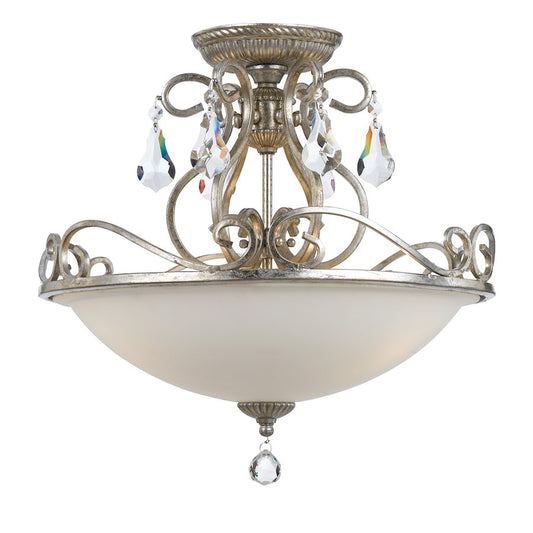 Crystorama Ashton 3 Light Hand Cut Crystal Ceiling Mount, Silver