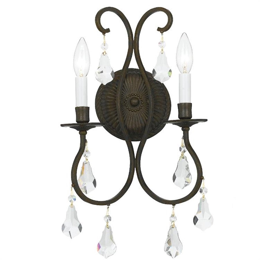 Crystorama Ashton 2 Light Wall Mount, Bronze/Swarovski Strass - 5012-EB-CL-S