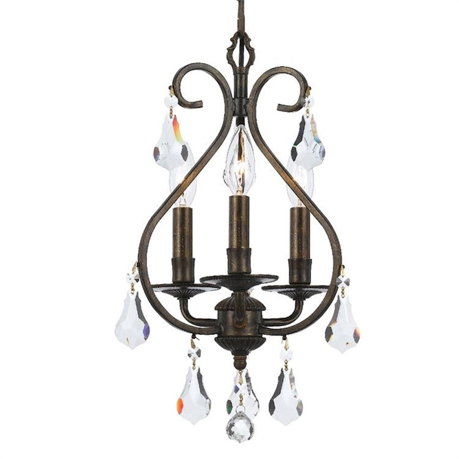 Crystorama Ashton 3-LT Mini Chandelier, Bronze/Swarovski Strass - 5013-EB-CL-S