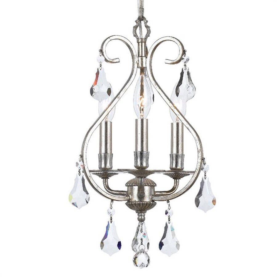 Crystorama Ashton 3-LT Mini Chandelier, Silver/Swarovski Strass - 5013-OS-CL-S