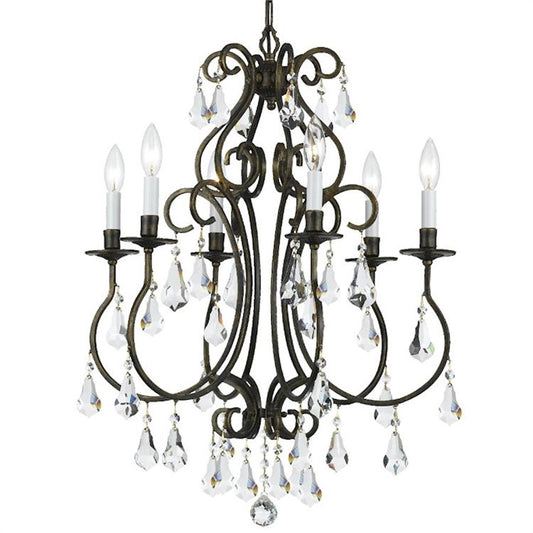 Crystorama Ashton 6 Light Chandelier, Bronze/Swarovski Strass - 5016-EB-CL-S