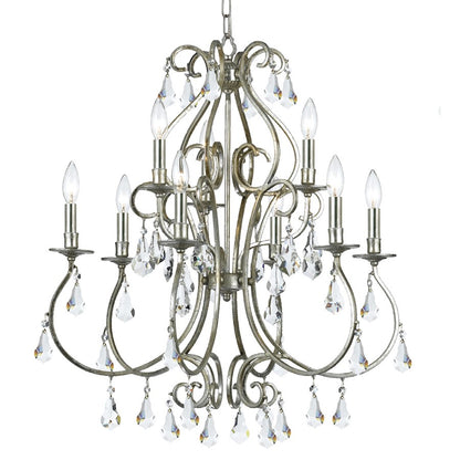 Crystorama Ashton 9 Light Chandelier, Olde Silver