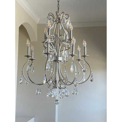 Crystorama Ashton 9 Light Chandelier, Olde Silver