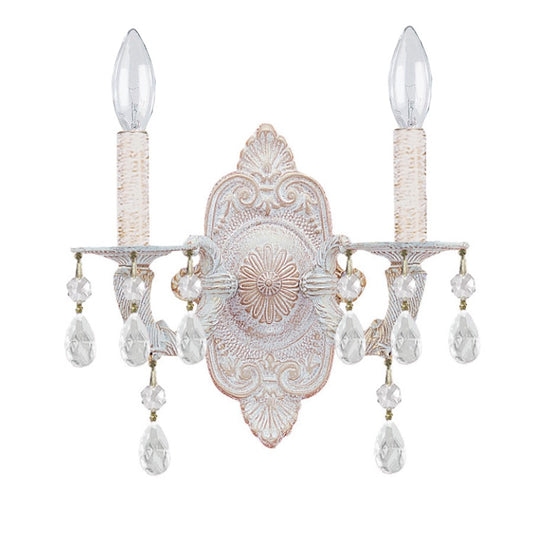 2 Light Clear Crystal Wall Sconce