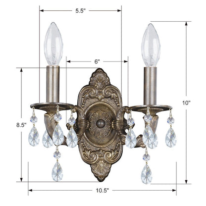 Paris Market 2 Light Clear Crystal Sconce I