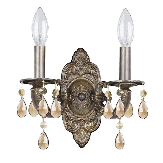 Paris Market 2  Light Golden Teak Crystal Bronze Sconce