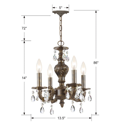 4 Light Crystal Bronze Mini Chandelier