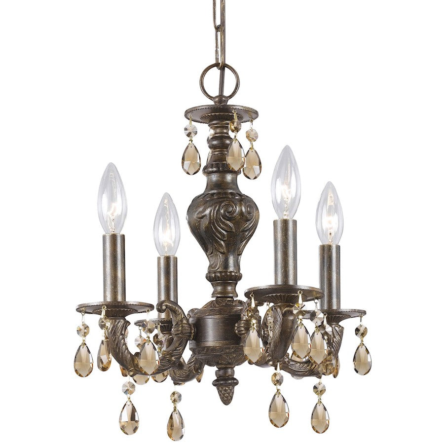 Crystorama Paris Market 4-LT GT Crystal Mini Chandelier, Bronze - 5024-VB-GT-S