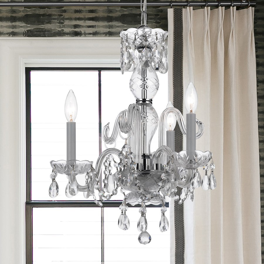 Crystorama Trad. 3 Light Italian Crystal Chrome Mini Chandelier