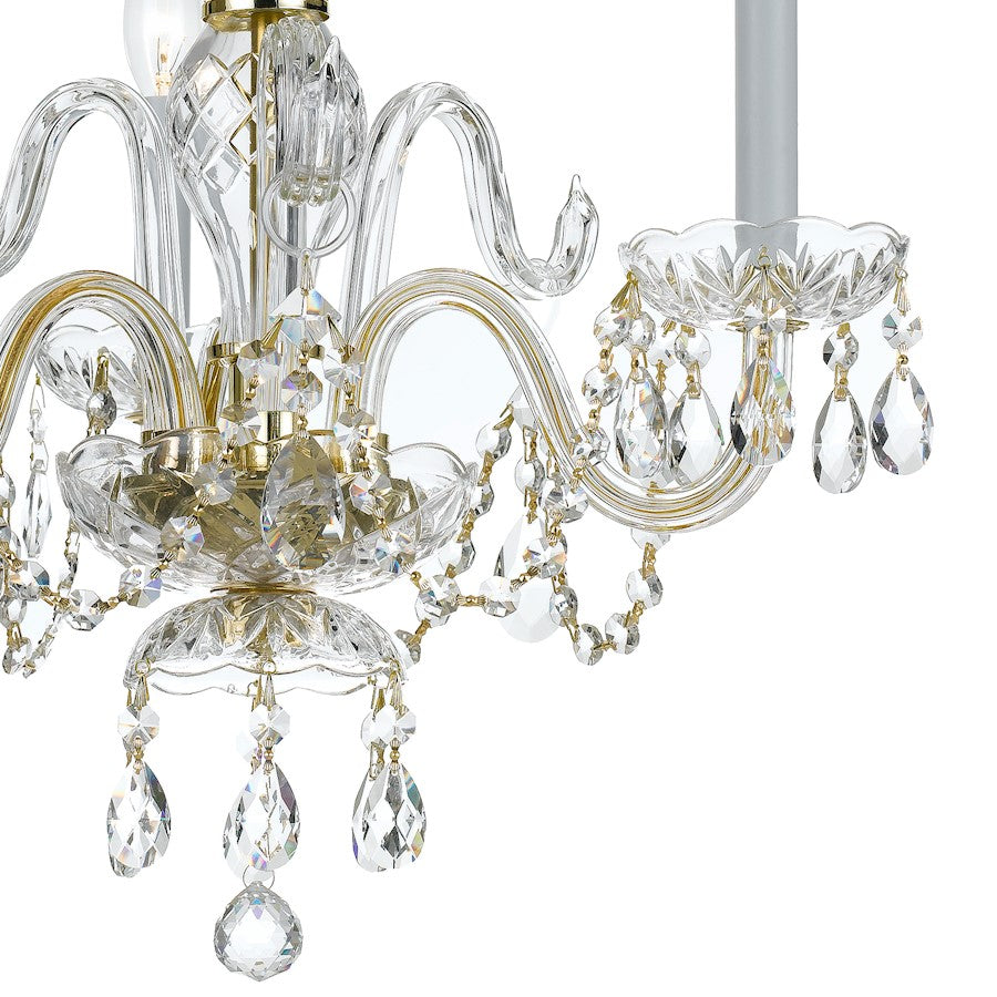 Crystal Mini Chandelier, Brass