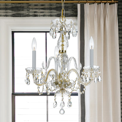 Crystal Mini Chandelier, Brass