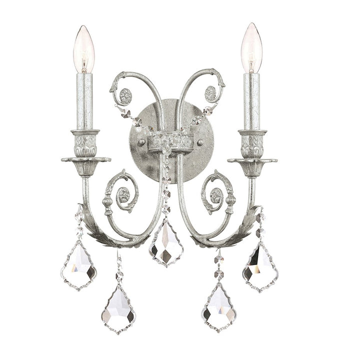 Crystorama Regis 2 Light  Silver Sconce