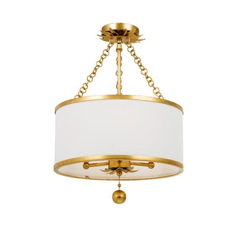 Crystorama Broche 3 Light Ceiling Mount, Drum Shade