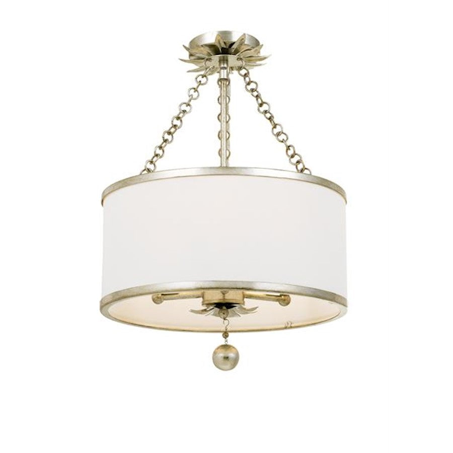 Crystorama Broche 3 Light Ceiling Mount, Drum Shade