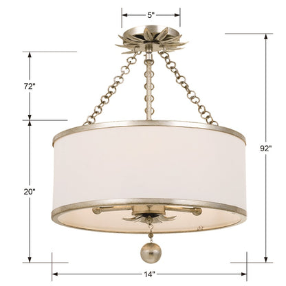 Crystorama Broche 3 Light Ceiling Mount, Drum Shade