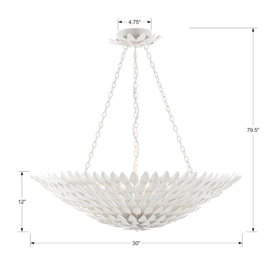 8 Light Chandelier, Matte White