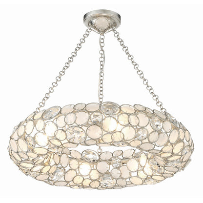 Crystorama Palla 6 Light Chandelier, Antique Silver - 525-SA