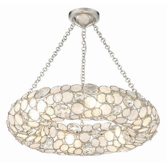 Crystorama Palla 6 Light Chandelier, Antique Silver - 525-SA