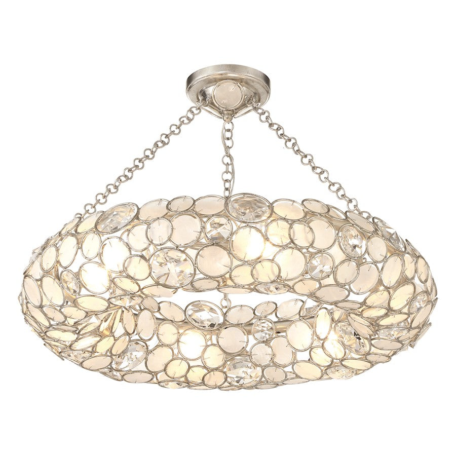 Crystorama Palla 6 Light Semi Flush Mount, Antique Silver - 525-SA-CEILING