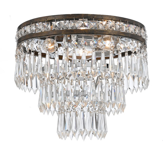 Crystorama Mercer 3 Light Clear Crystal Flush Mount