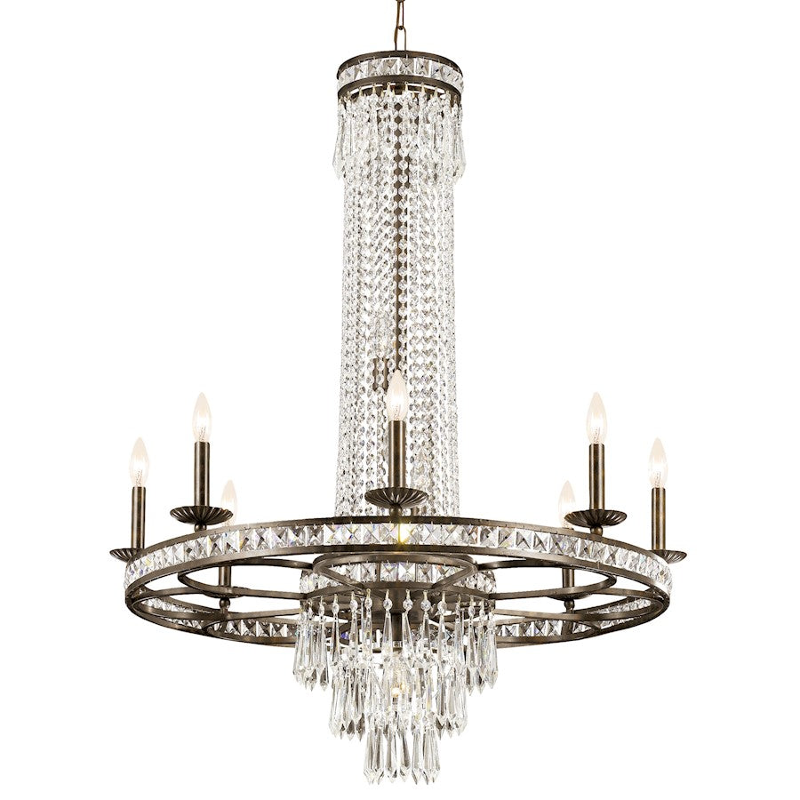 12 Light Crystal Bronze Chandelier