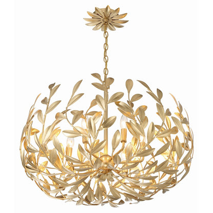 6 Light 27" Chandelier, Antique Gold