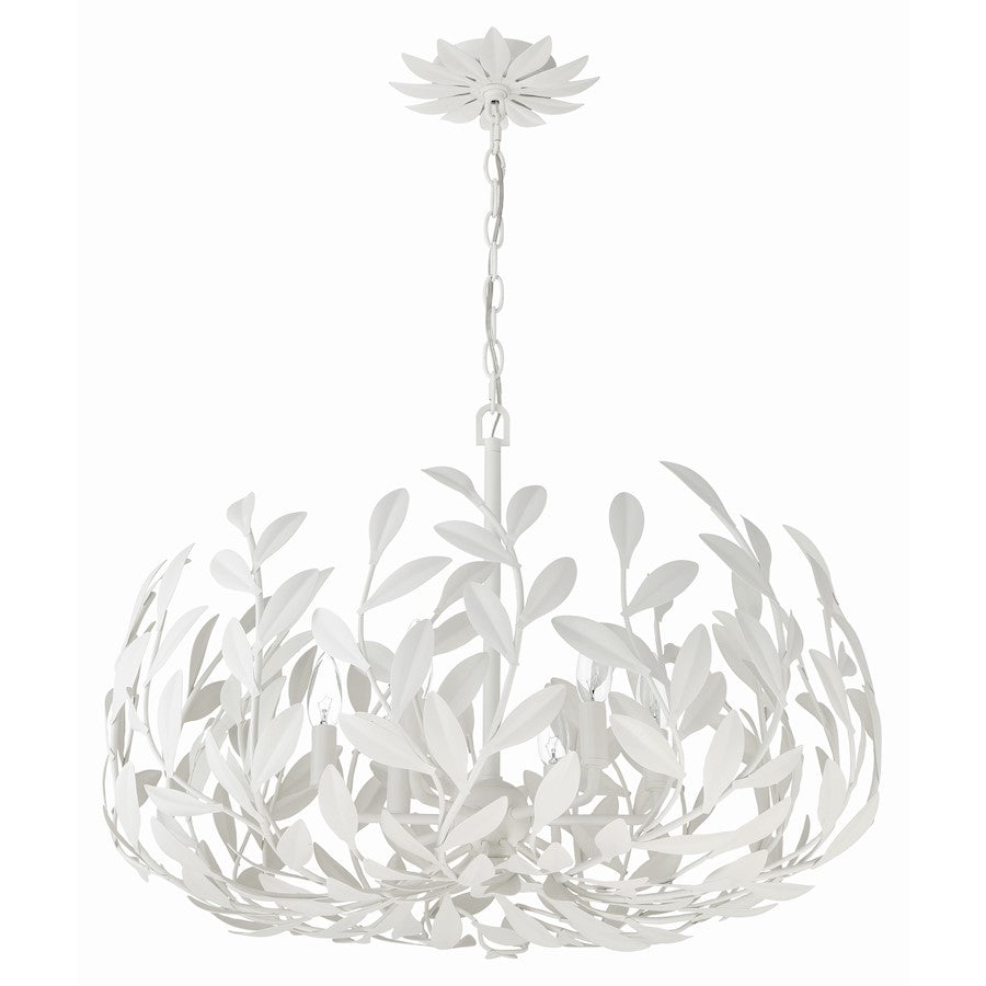 6 Light 27" Chandelier, Matte White