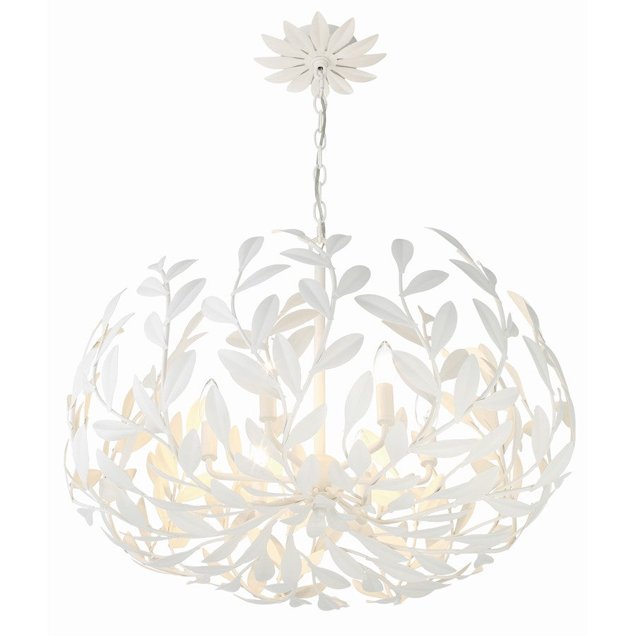 6 Light 27" Chandelier, Matte White