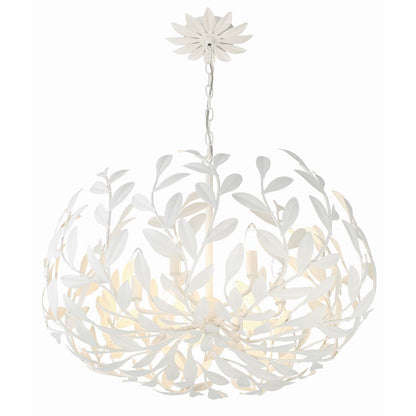 6 Light 27" Chandelier, Matte White