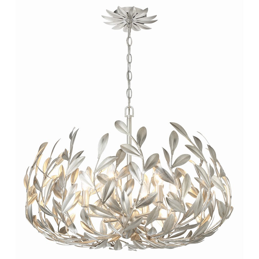 Crystorama Broche 6 Light Chandelier, Antique Silver - 533-SA