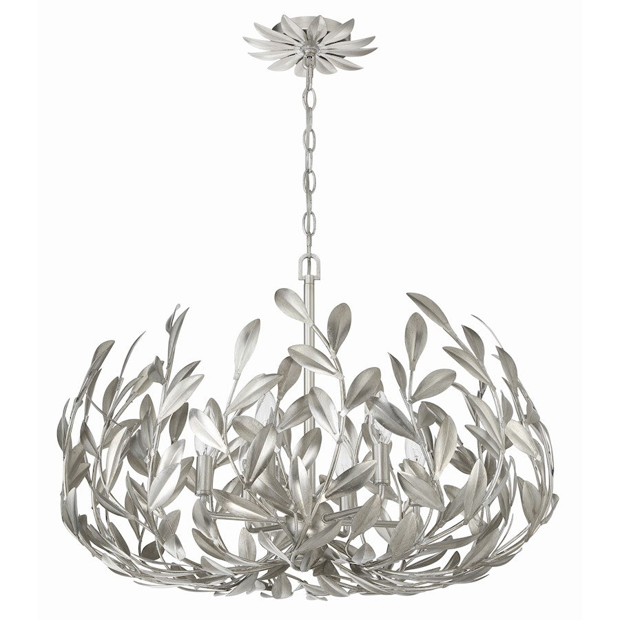 6 Light 27" Chandelier, Antique Silver