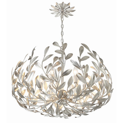 6 Light 27" Chandelier, Antique Silver