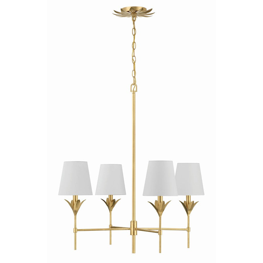 4 Light Chandelier, Antique Gold