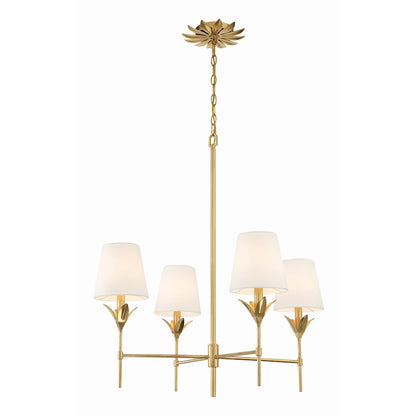 4 Light Chandelier, Antique Gold