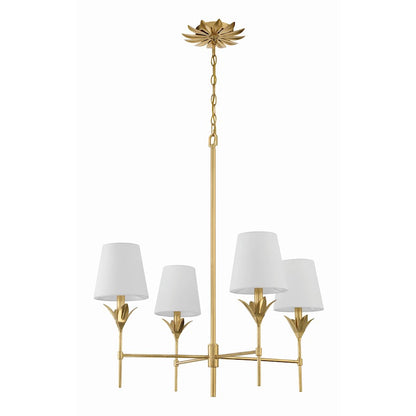 4 Light Chandelier, Antique Gold