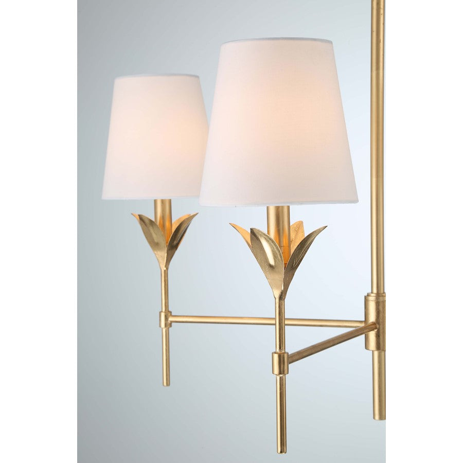 4 Light Chandelier, Antique Gold