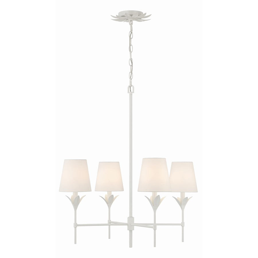 Crystorama Broche 4 Light Chandelier, Matte White/White - 534-MT