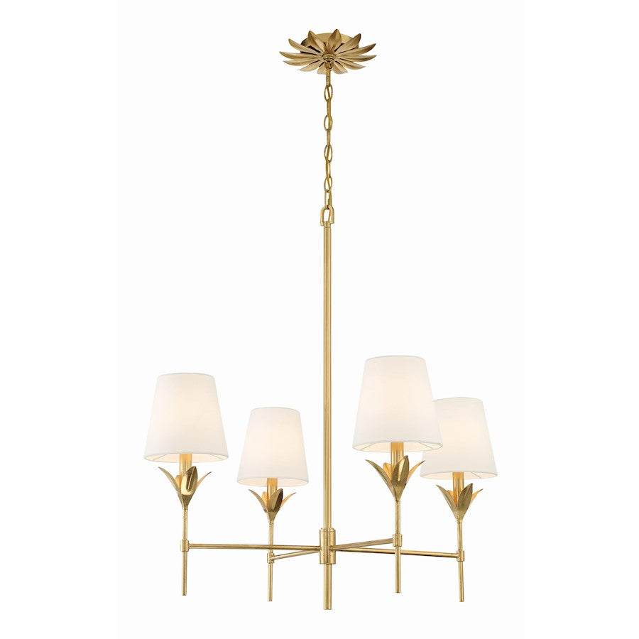 6 Light 18" Chandelier, Antique Gold