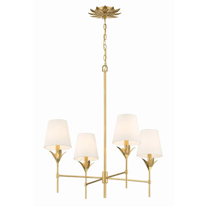 6 Light 18" Chandelier, Antique Gold