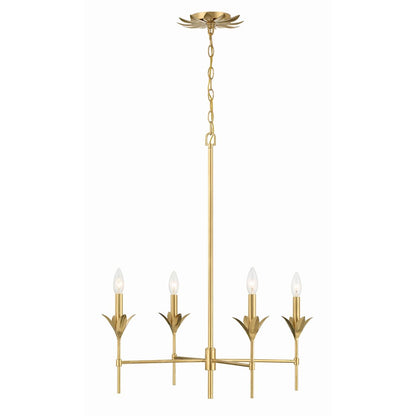 6 Light 18" Chandelier, Antique Gold