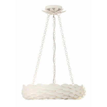 6 Light 18" Chandelier, Matte White