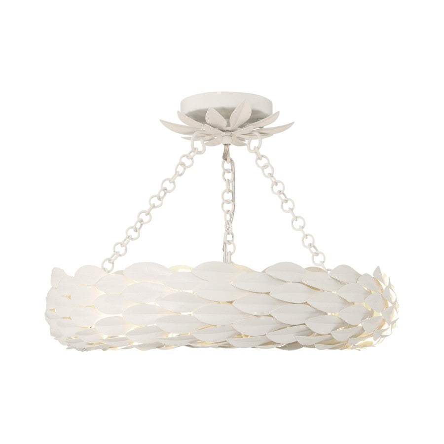 Crystorama Broche 6 Light Semi Flush Mount, Matte White - 535-MT-CEILING