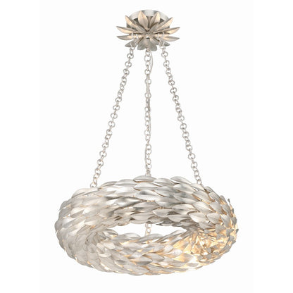 Crystorama Broche 6 Light Chandelier, Antique Silver - 535-SA