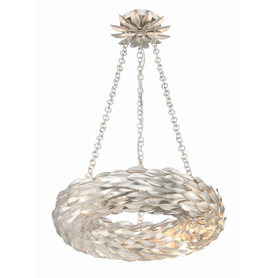 Crystorama Broche 6 Light Chandelier, Antique Silver - 535-SA