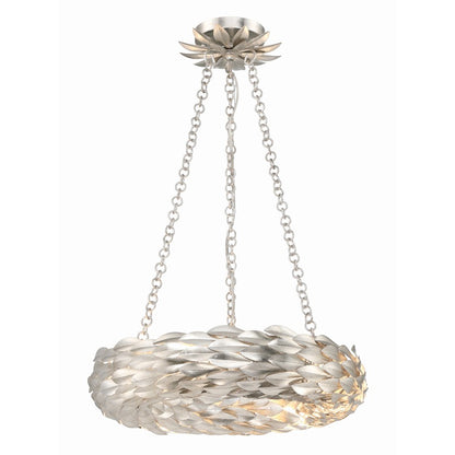 6 Light 18" Chandelier, Antique Silver